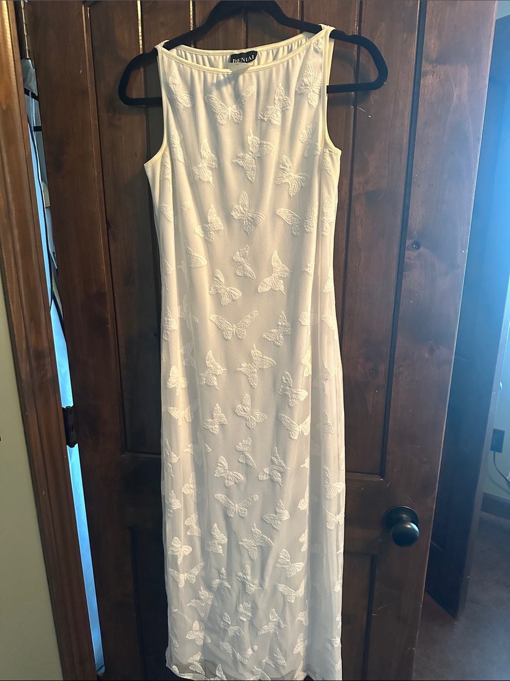 Denial Y2K White Sleeveless Butterfly Appliqué Maxi Dress